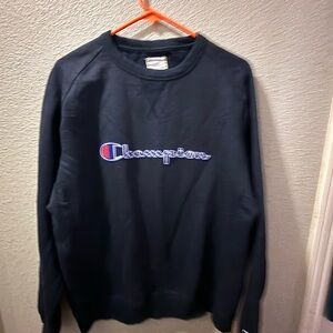 Champion Black Crewneck Sweater with Logo